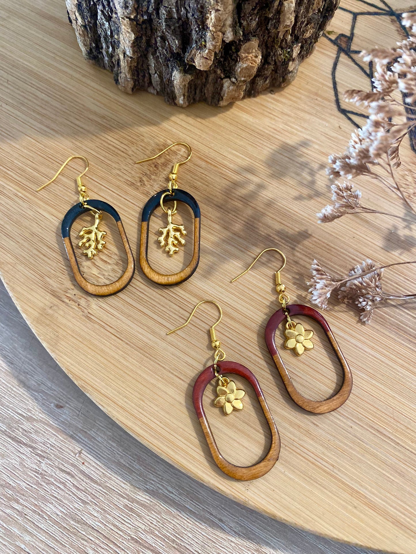Boucles d'oreilles - Bois ovale petit modèle