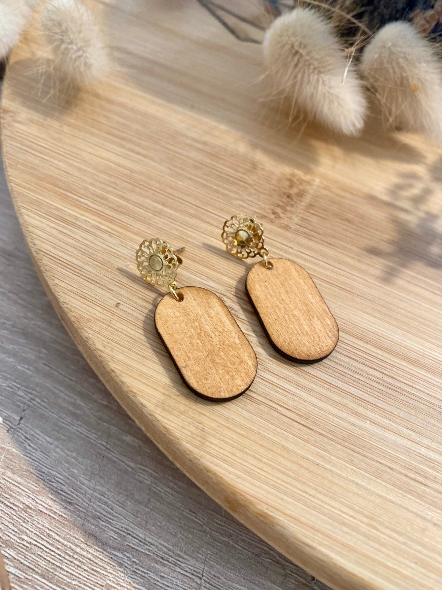 Boucles d'oreilles - bois ovales