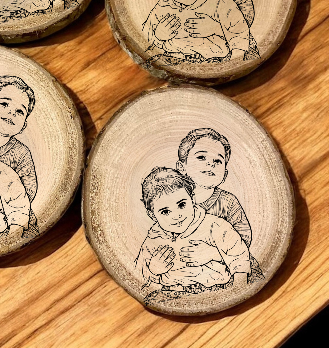 Dessous de verre personnalisés - gravure à partir d'une photo