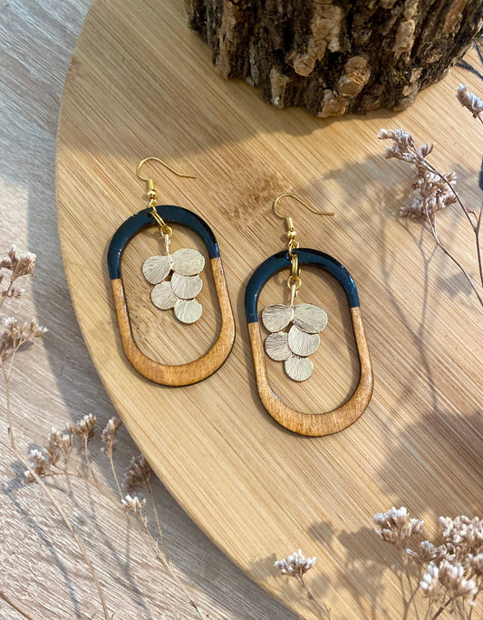 Boucles d'oreilles - Bois ovale