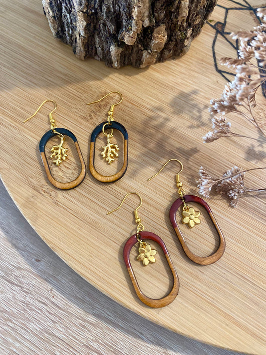 Boucles d'oreilles - Bois ovale petit modèle