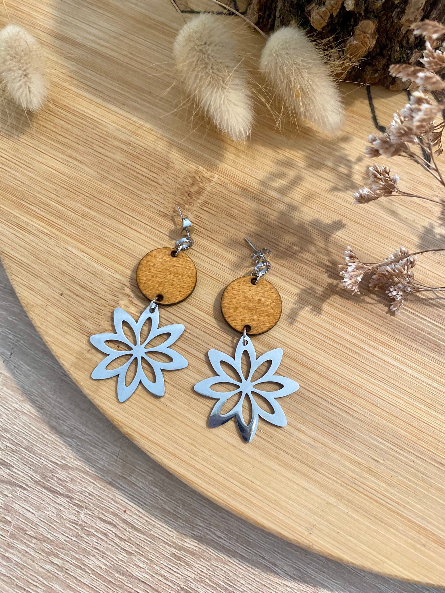 Boucles d'oreilles - rondes fleurs
