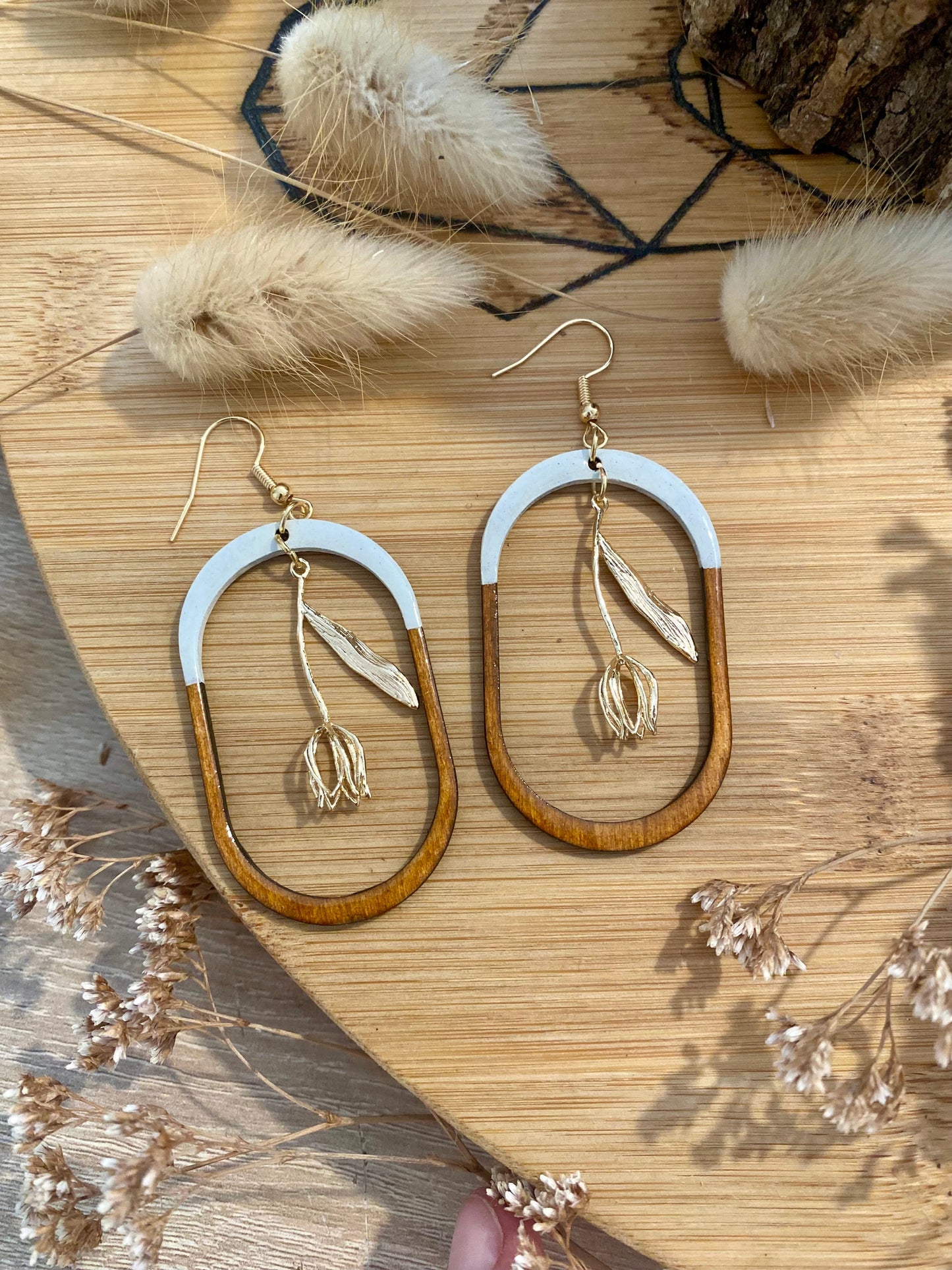 Boucles d'oreilles - Bois ovale